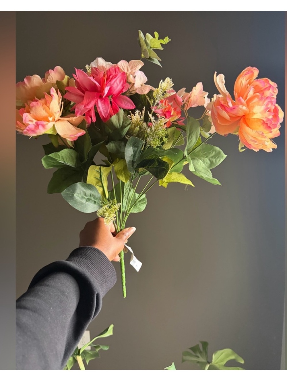 Pink and Peach Faux Peony Bouquet NWT